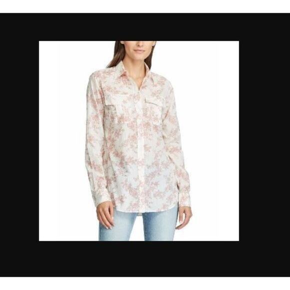 Lauren Ralph Lauren Women's Sz XL Red Floral Cuffed Collared Button Up Top $90 - Picture 8 of 8